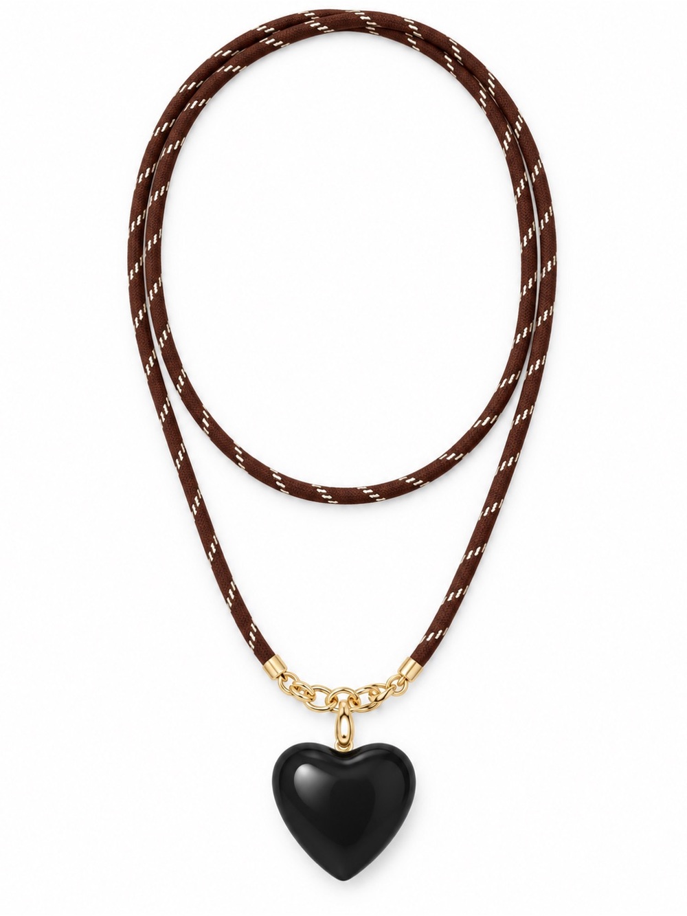 Roxanne Assoulin Cord & Enamel Heart Charm Necklace Preppy Classic
